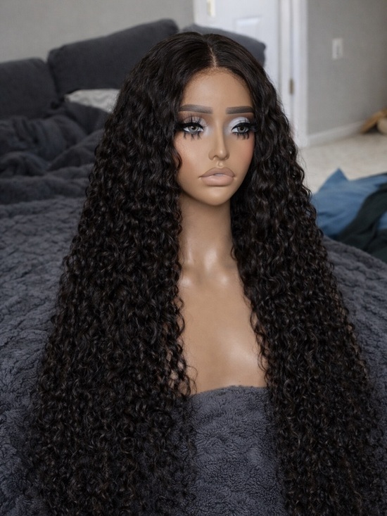 Other - 28” Deep Wave Lace Front Wig Human‎ Hair HD Lace Curly Wet & Wavy Long Wig